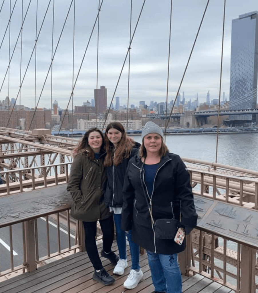 karen with her daughters in new york